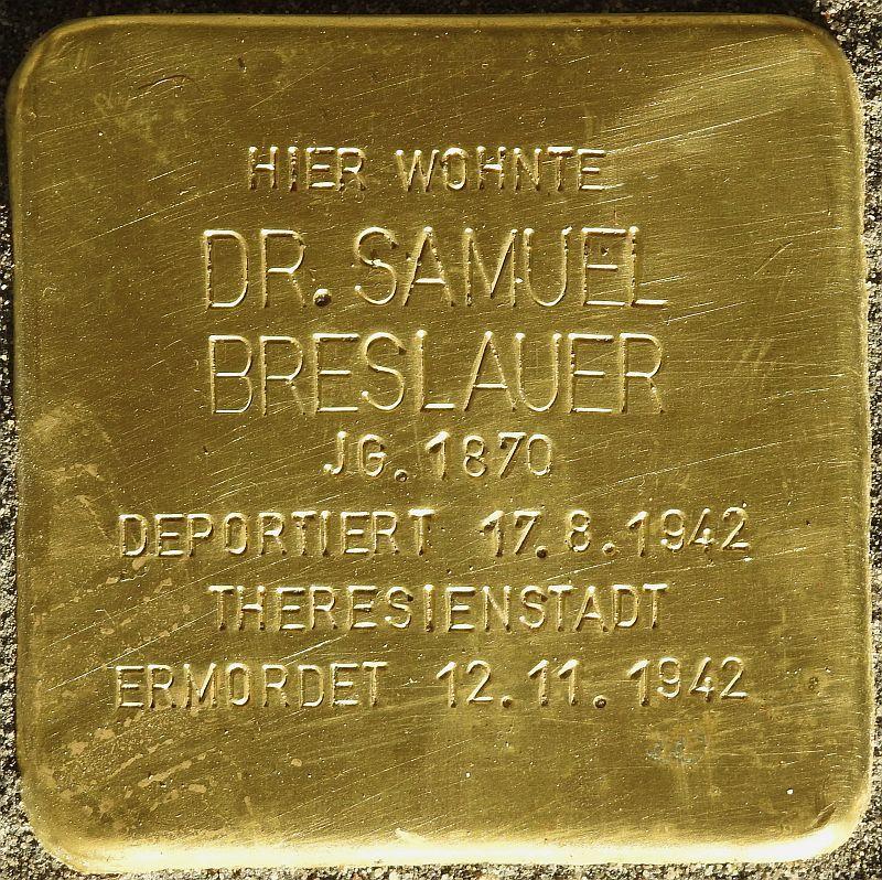 Stolperstein Dr. Samuel Breslauer © Stolpersteine-Initiative CW, Hupka