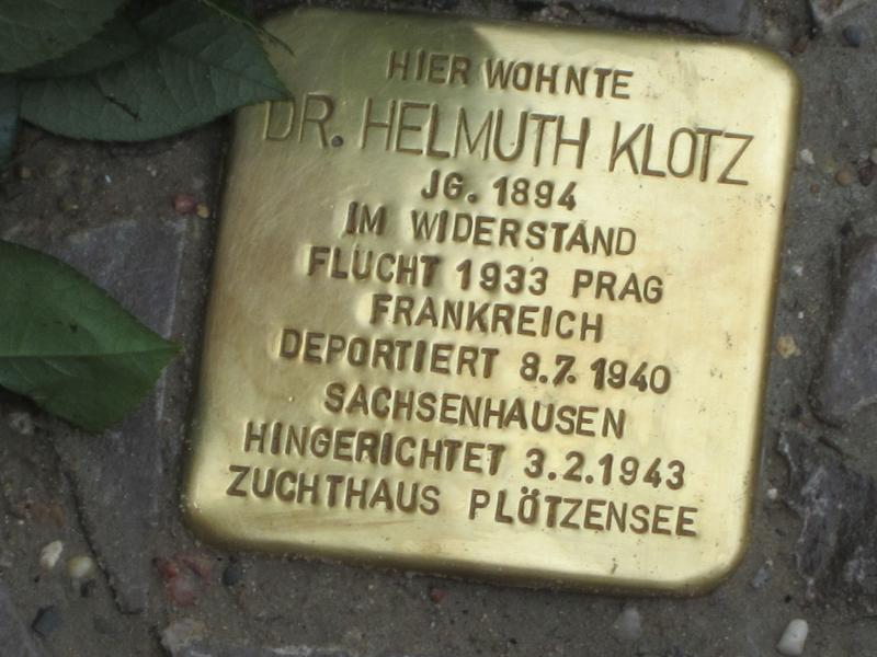 Stolperstein für Dr. Helmuth Klotz. Copyright: MTS