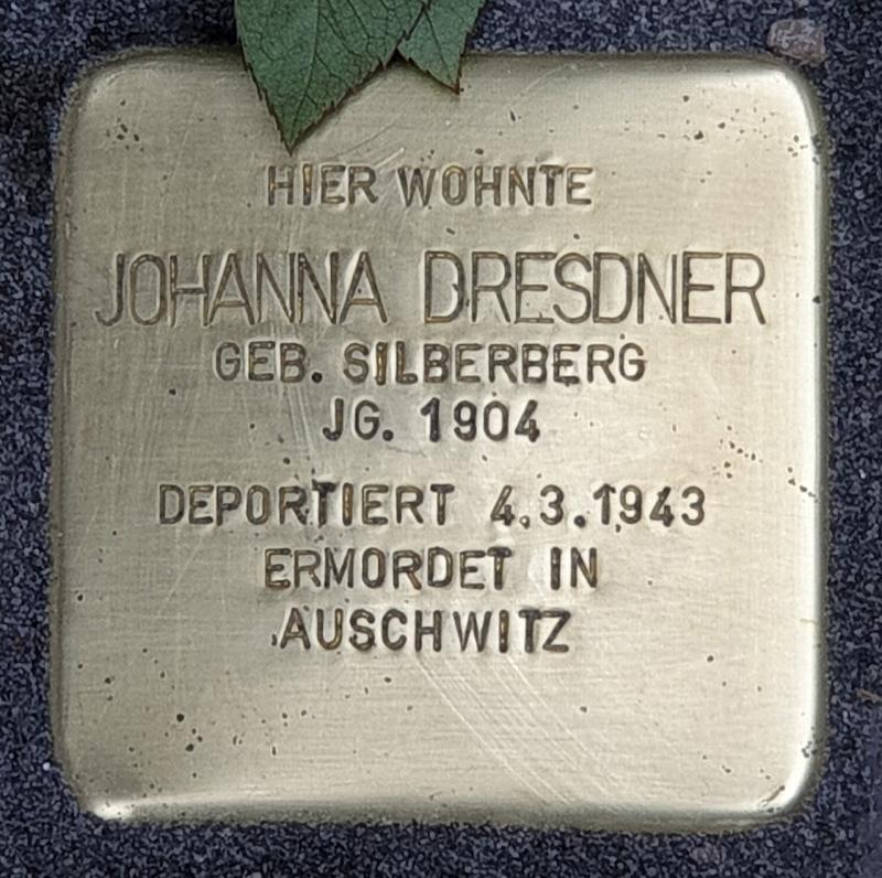 Stolperstein Johanna Dresdner, Foto; OTFW
