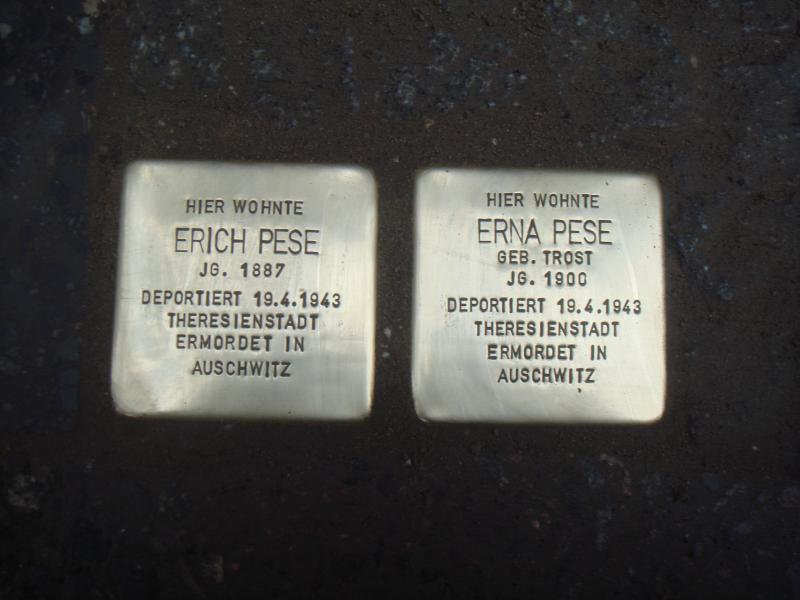 Stolpersteine für Erich und Erna Pese