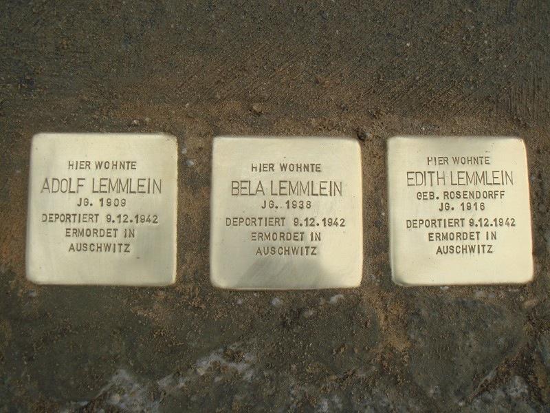 Stolpersteine für Adolf, Bela und Edith Lemmlein