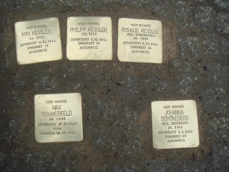 Stolpersteine für Max, Philipp und Rosalie Kessler, Stolperstein für Max Sommerfeld, Stolperstein für Johanna Schöneberg