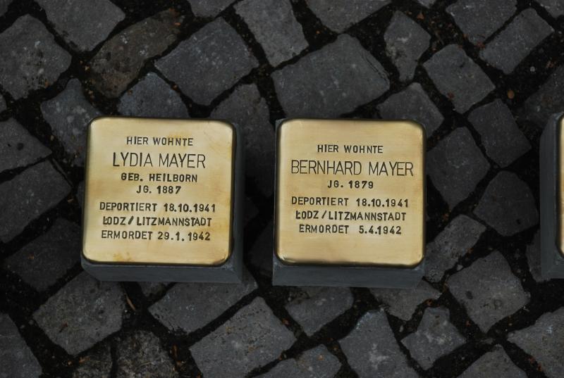 Stolpersteine für Bernhard und Lydia Mayer. Copyright: Mauren Antkowski