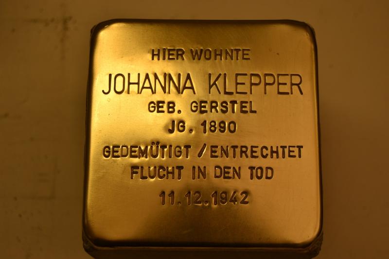 Stolperstein für Johanna Klepper - Foto: Projekt-Stolpersteine Teltow-Zehlendorf