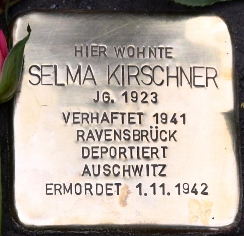 Stolperstein für Selma Kirschner in der Egidystraße 51 in Reinickendorf © AG Stolpersteine Reinickendorf 