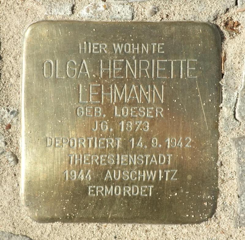 Stolperstein Olga Henriette Lehmann © B. Wittkopf