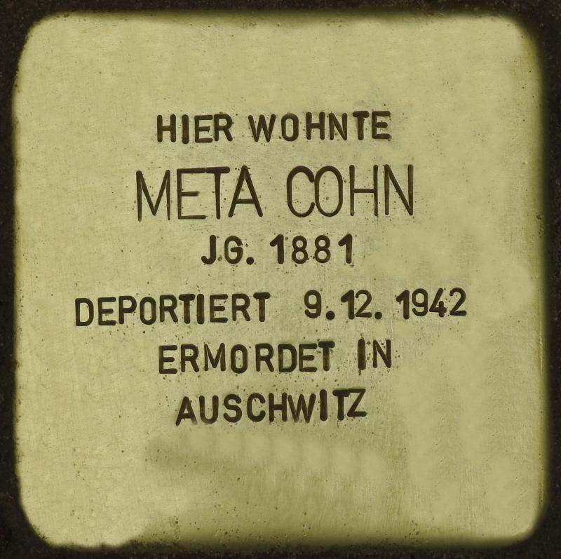 Stolperstein Meta Cohn (Bild: Stolpersteine-Initiative CW, Hupka)