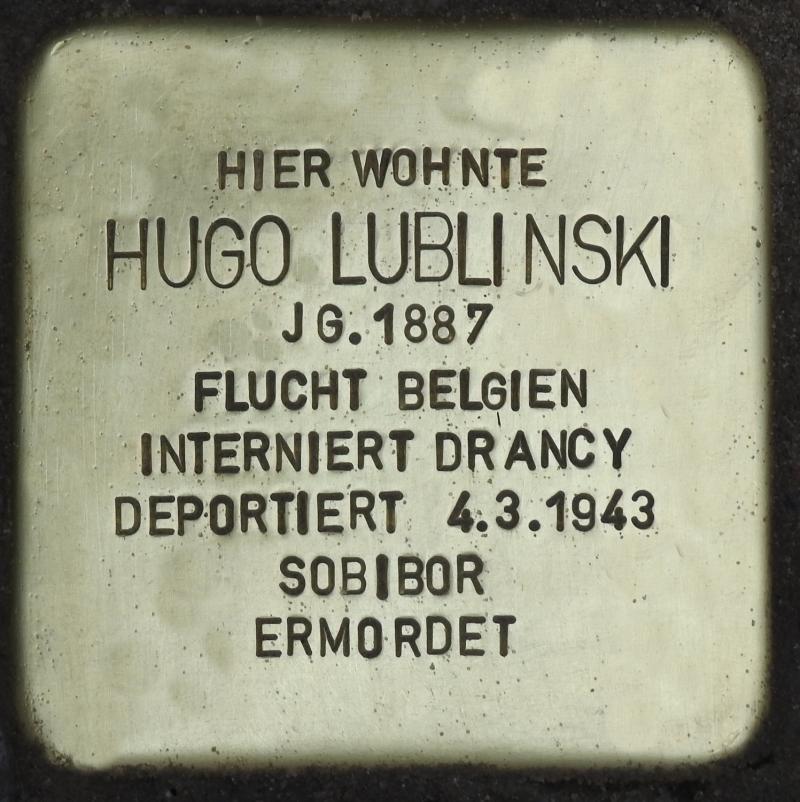Stolperstein Hugo Lublinski; Bild: Stolpersteine-Initiative CW, Hupka 
