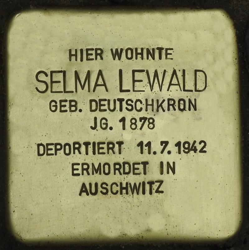 Stolperstein Selma Lewald; Bild: Stolpersteine-Initiative CW, Hupka 