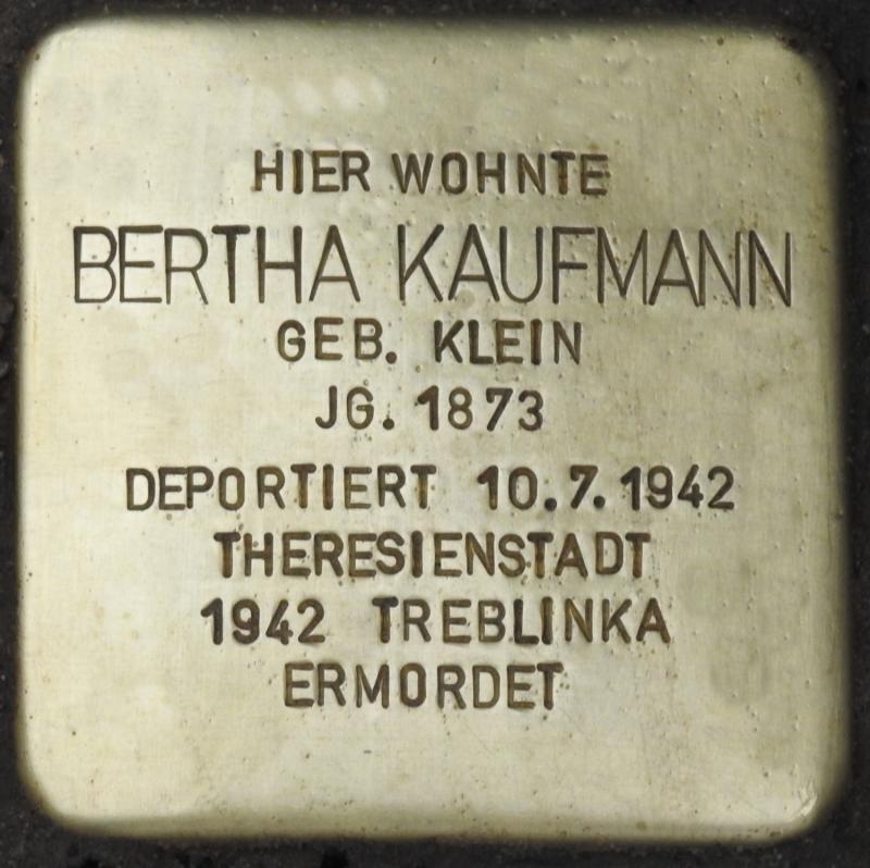 Stolperstein Bertha Kaufmann (Bild: Stolpersteine-Initiative CW, Hupka)