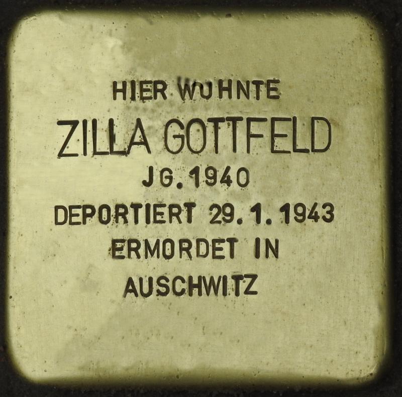 Stolperstein Zilla Gottfeld; Bild: Stolpersteine-Initiative CW, Hupka