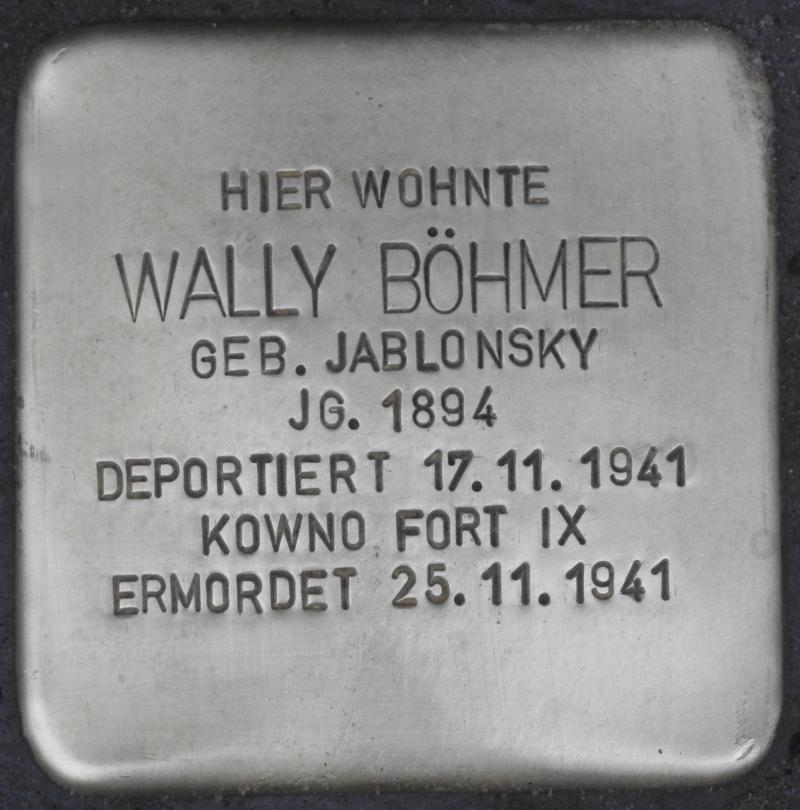 Stolperstein Wally Böhmer, Foto: Stolpersteine-Initiative Charlottenburg-Wilmersdorf