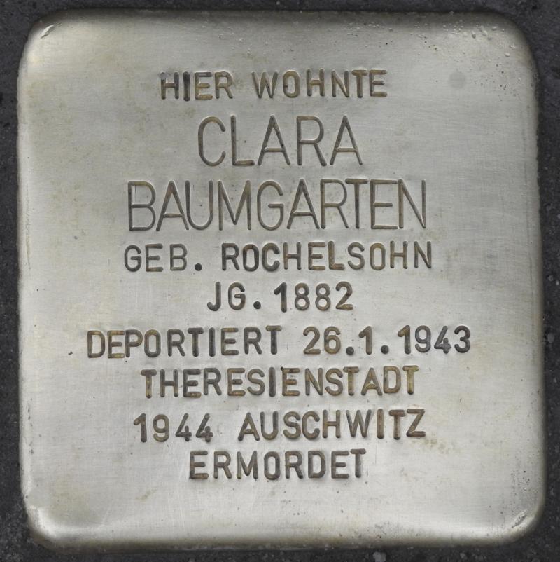 Stolperstein Clara Baumgarten, Foto: Stolpersteine-Initiative Charlottenburg-Wilmersdorf
