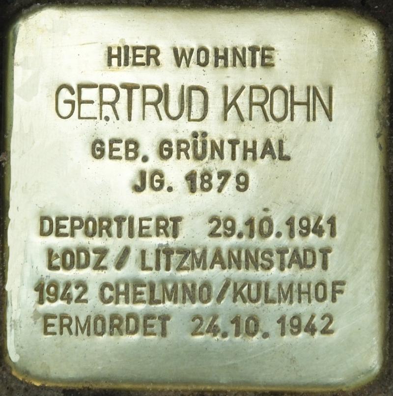 Stolperstein Gertrud Krohn© H.-J. Hupka, 2014