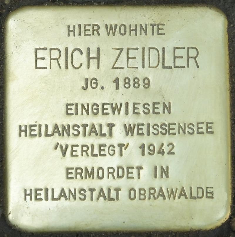 Stolperstein Erich Zeidler © H.-J. Hupka, 2014