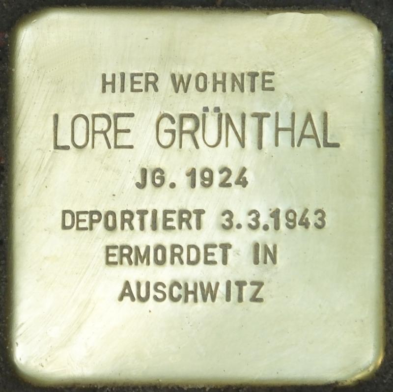Stolperstein Lore Grünthal © H.-J.Hupka, 2014