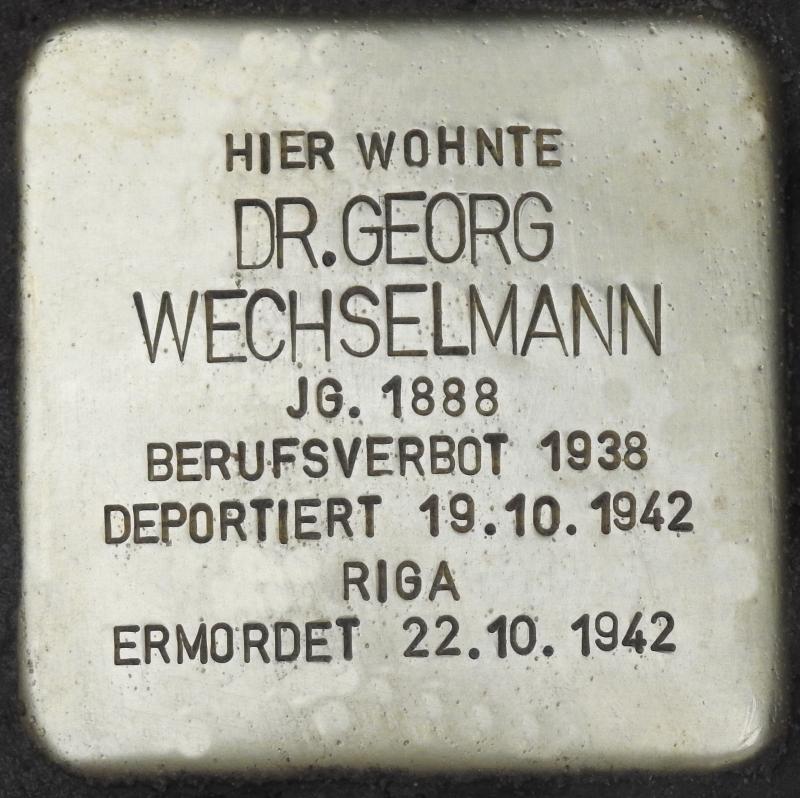 Stolperstein für Dr. Georg Wechselmann; Bild: Stolpersteine-Initiative CW, Hupka