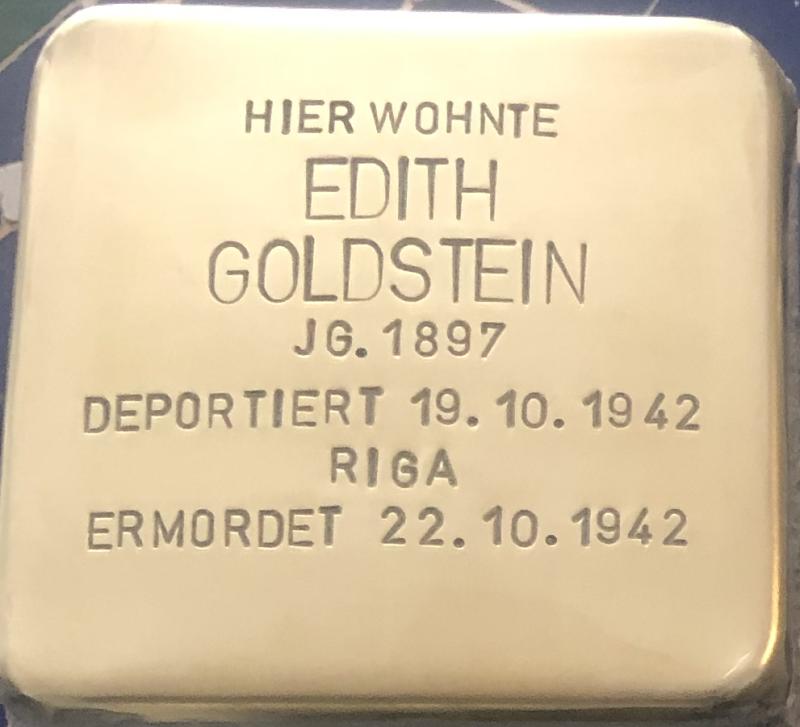 Stolperstein von Edith Goldstein © Stolpersteingruppe Pankow