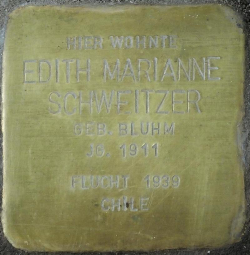 Stolperstein Edith Marianne Schweitzer Bild: Stolpersteine-Initiative CW, Hupka