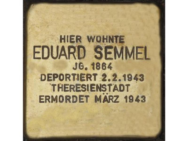 Stolperstein für Eduard Semmel © Stolpersteininitiative, Hupka