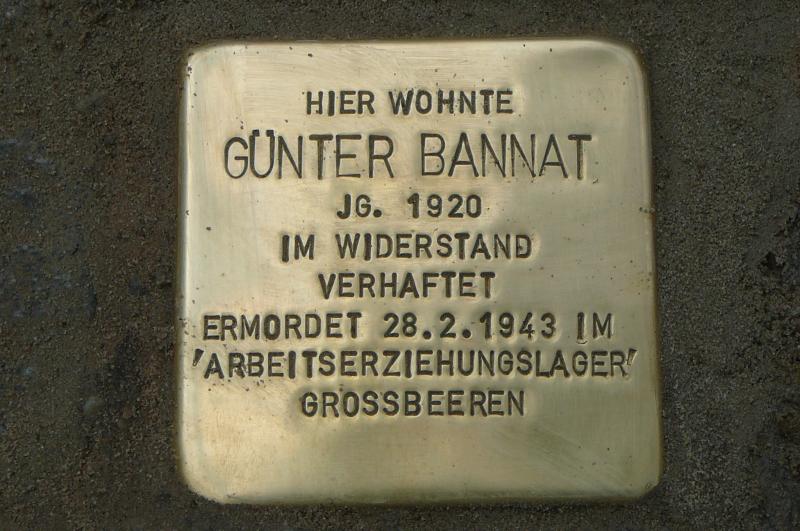 Stolperstein für Günter Bannat Foto: Initiative Stolpersteine Charlottenburg-Wilmersdorf