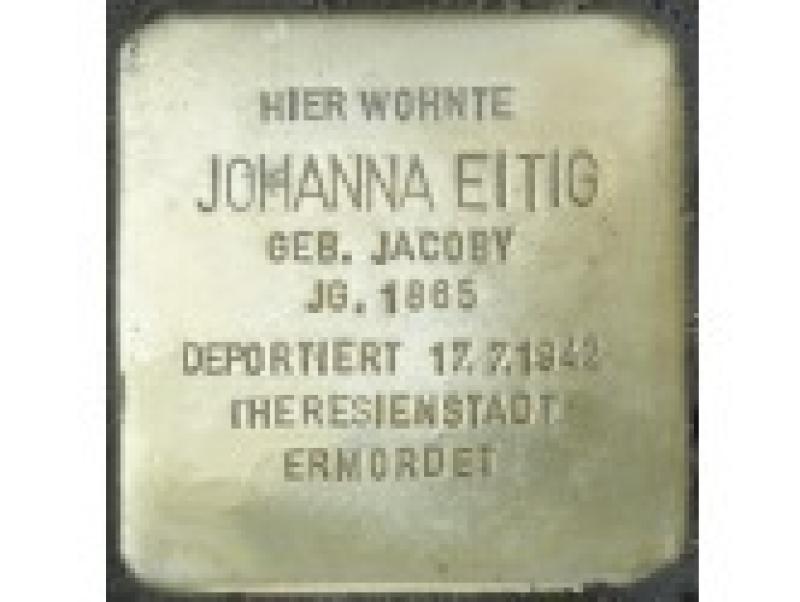  Stolperstein Johanna Eitig Bild: Stolpersteine-Initiative CW, Hupka