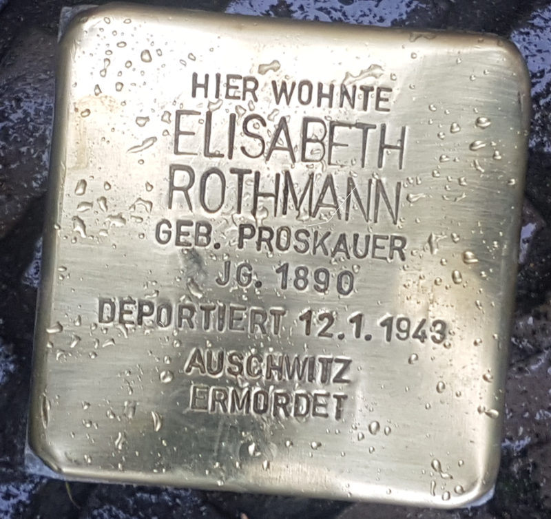 Stolperstein Elisabeth Rothmann © Initiative