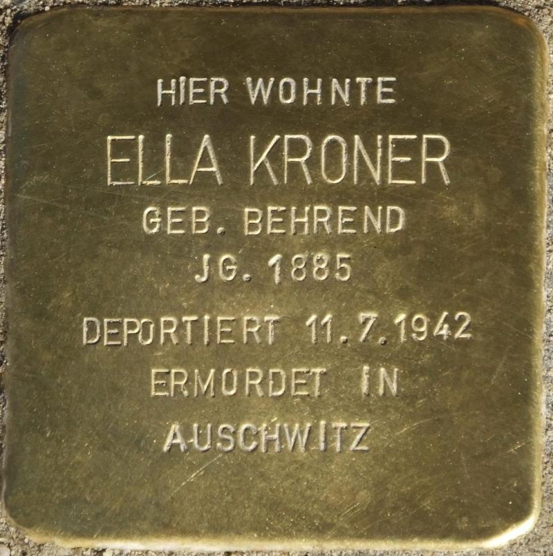 Stolperstein für Ella Kroner, Foto: Stolpersteine-Initiative CW, H.j. Hupka, 2015
