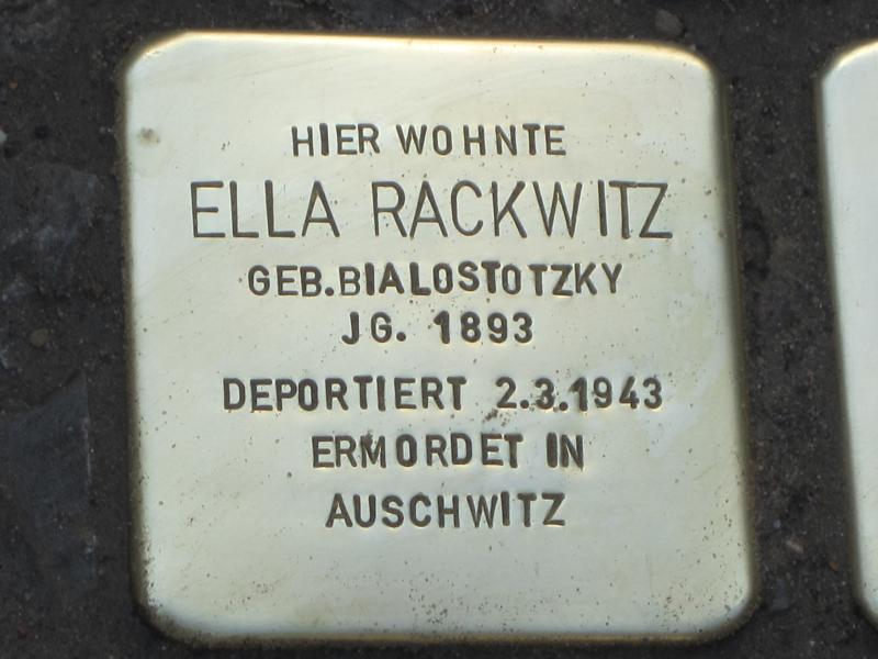 Stolperstein für Ella Rackwitz. Copyright: MTS