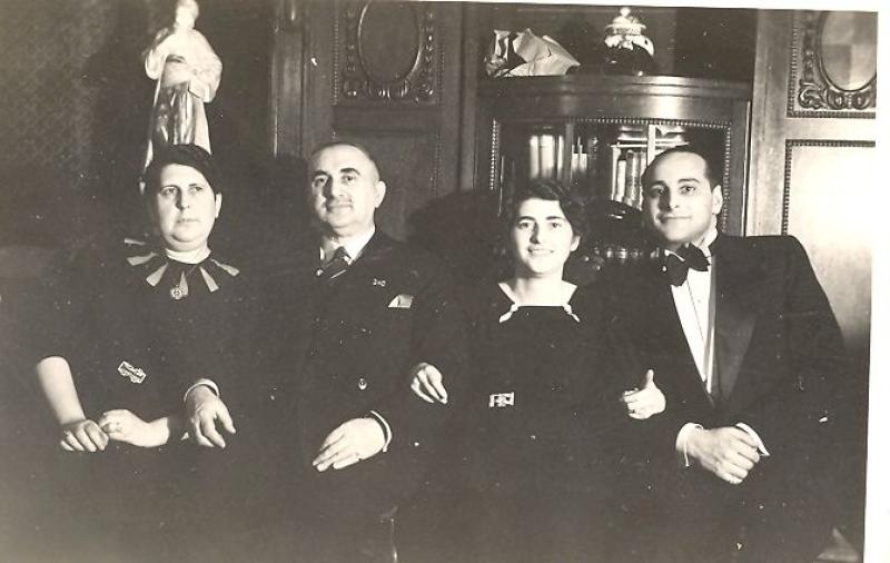 Ella und Harry Goldschmidt (links) anlässlich der Verlobungsfeier ihrer Tochter Ilse mit Kurt Rosenthal 1938. Copyright: Marion Bank