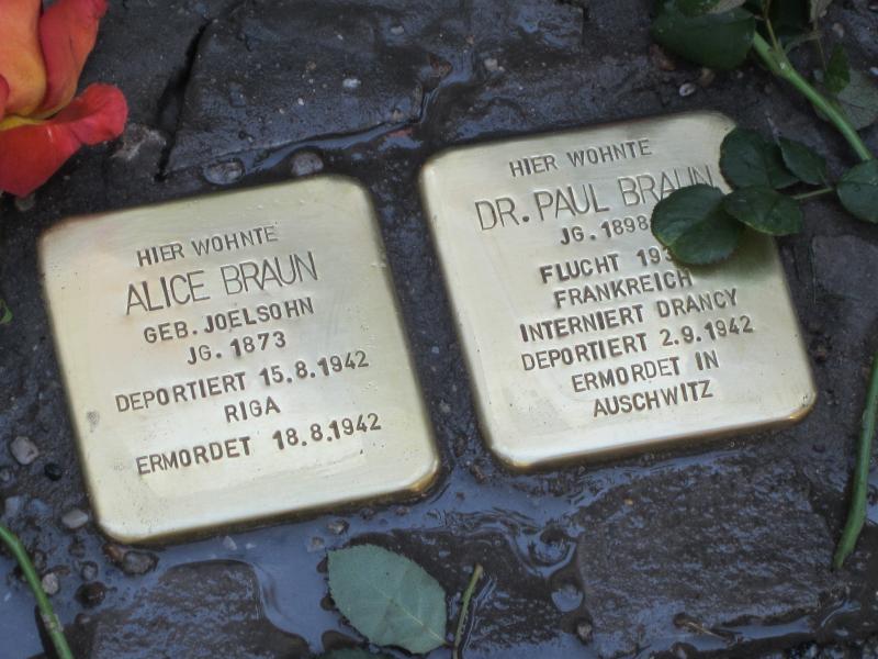 Stolpersteine für Alice und Dr. Paul Braun. Copyright: MTS