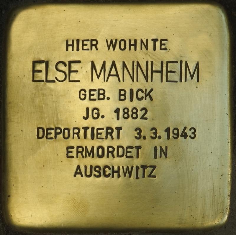 Stolperstein Else Mannheim © H. J. Hupka