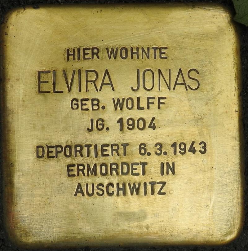 Stolperstein Elvira Jonas © Stolpersteine-Initiative CW, Hupka