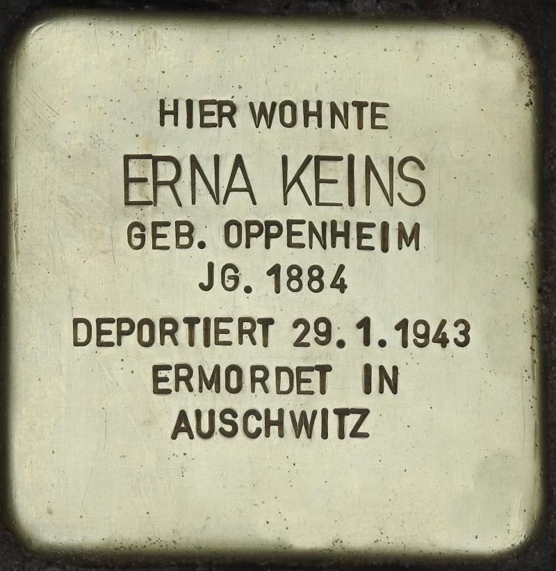 Stolperstein Erna Keins; Bild: Stolpersteine-Initiative CW, Hupka 