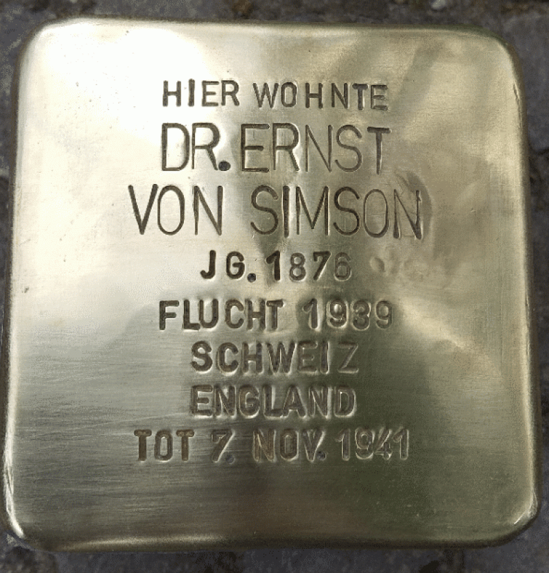 Stolperstein für Ernst von Simson © Projekt-Stolpersteine