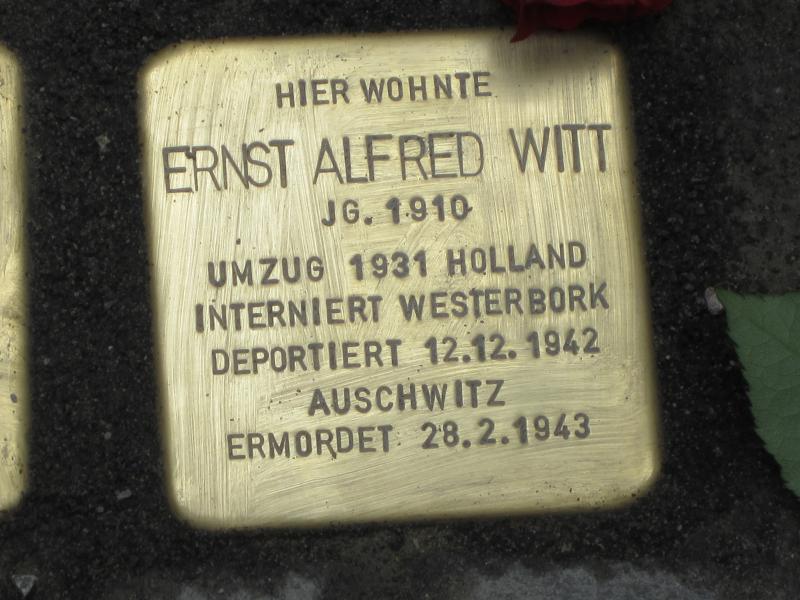 Stolperstein für Ernst Alfred Witt. Copyright: MTS