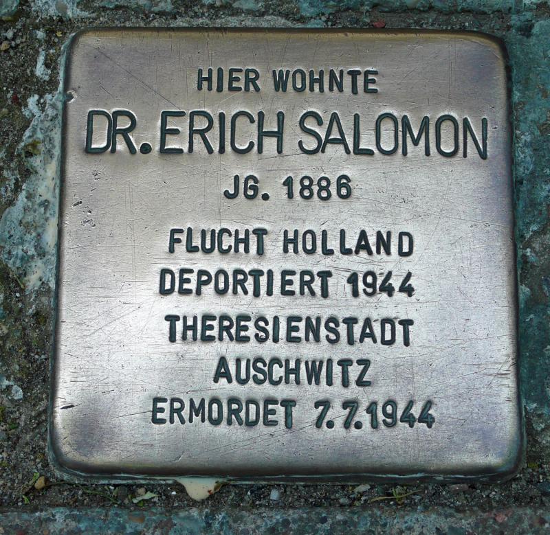 Stolperstein für Dr. Erich Salomon Bild: Stolpersteine-Initiative CW, Timper