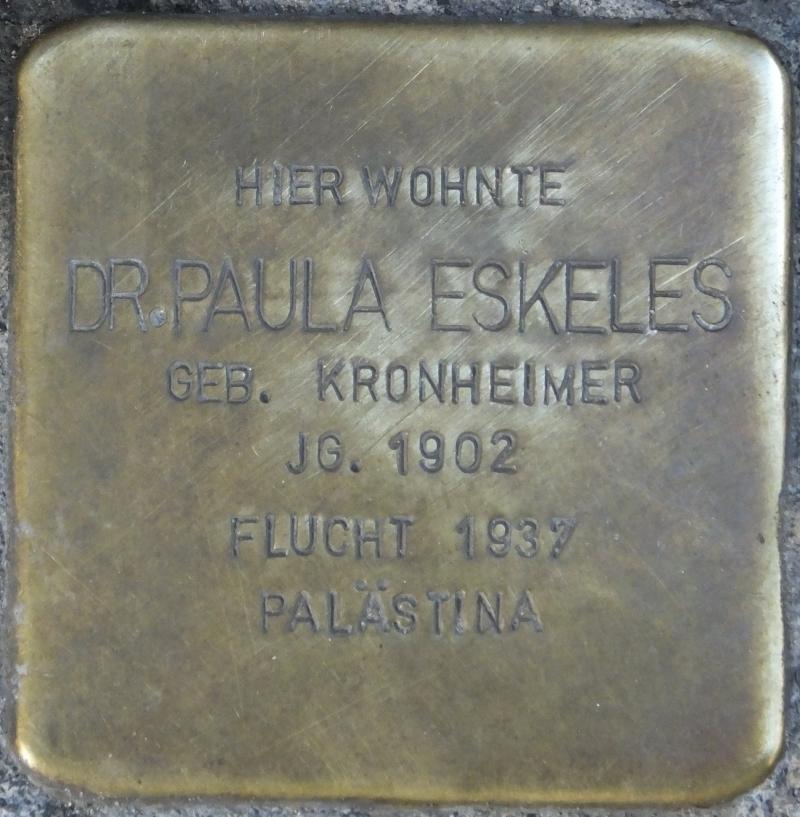 Stolperstein für Dr. Paula Eskeles, Foto: H.-J.Hupka