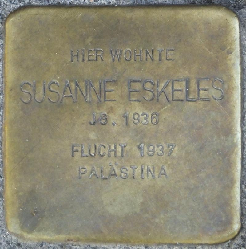 Stolperstein für Susanne Eskeles, Foto: H.-J.Hupka, 2015
