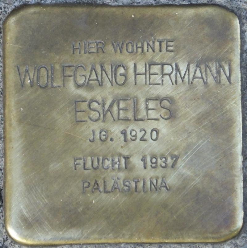 Stolperstein für Wolfgang Hermann Eskeles, Foto: H.-J.Hupka, 2015