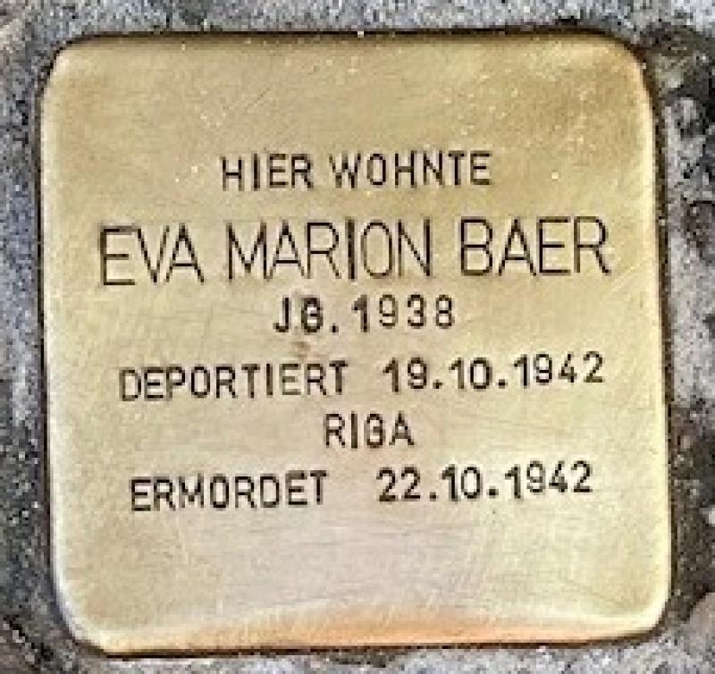 Stolperstein Eva Marion Baer © Joachim Kaufmann