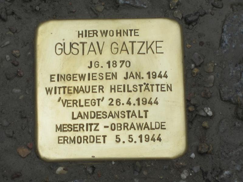 Stolperstein für Gustav Gatzke. Copyright: MTS