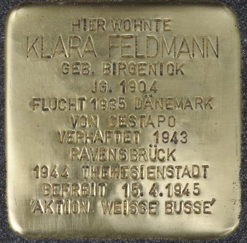 Stolperstein Klara Feldmann (Bild: Stolpersteine-Initiative CW, Hupka)