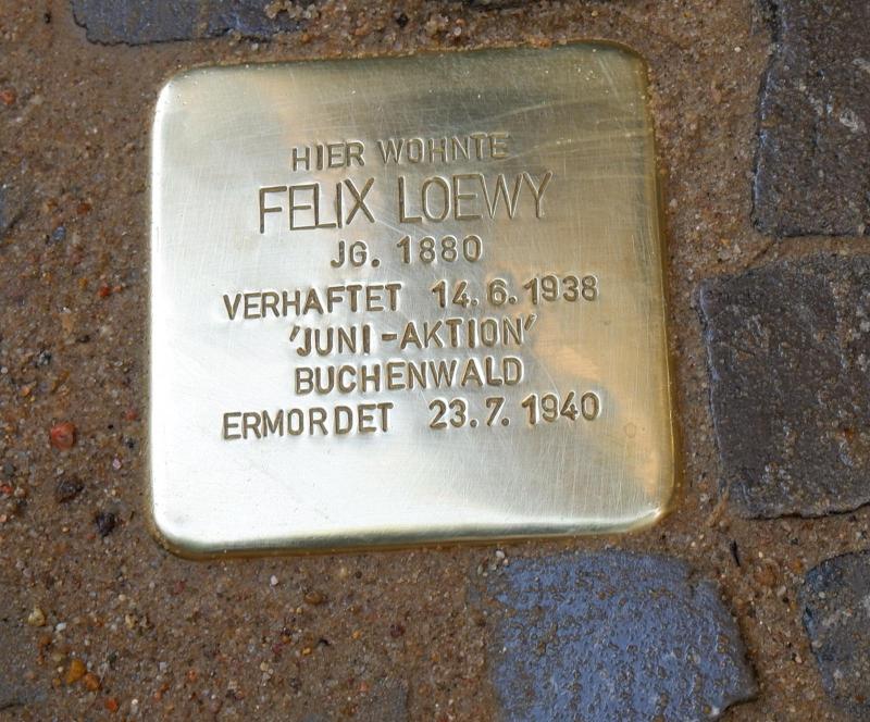 Stolperstein Felix Loewy © Eric Strohmeier/ Museum Neukölln