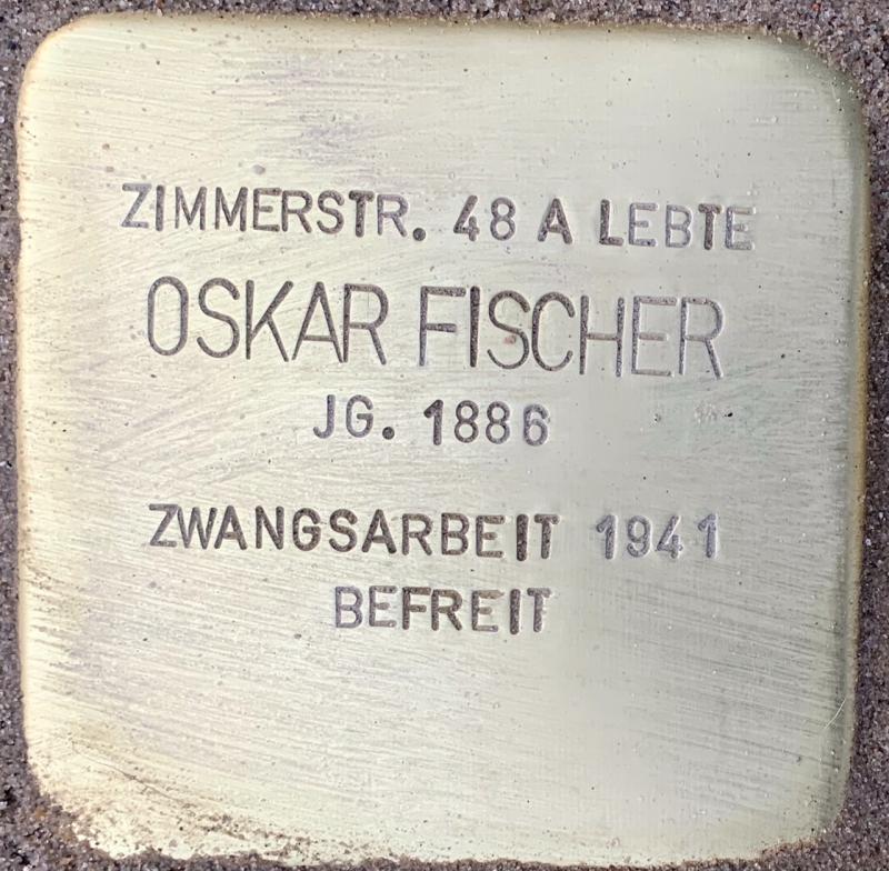 Stolperstein Oskar Fischer © Hans-Wilhelm Saure