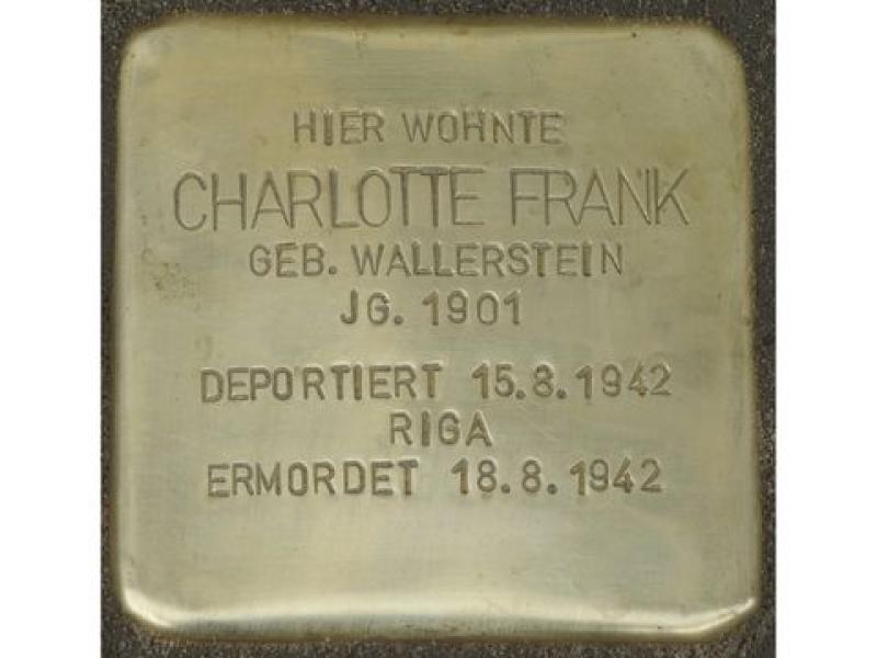 Stolperstein für Charlotte Frank © H. J. Hupka