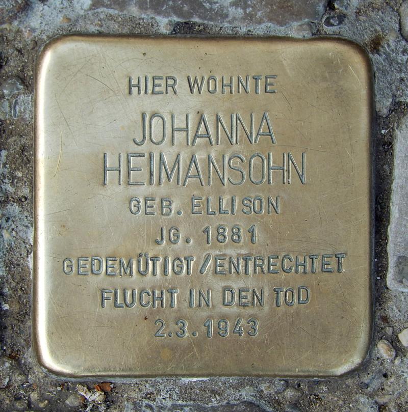 Stolperstein für Johanna Heimansohn