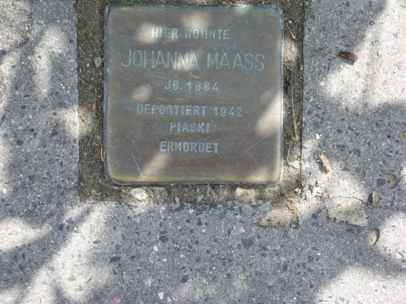 Stolperstein für Johanna Maass. Copyright: MTS