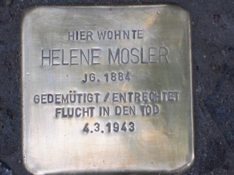 Stolperstein für Helene Mosler. Copyright: MTS