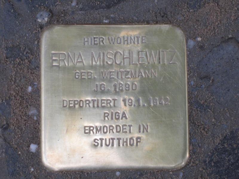 Stolperstein für Erna Mischlewitz. Copyright: MTS